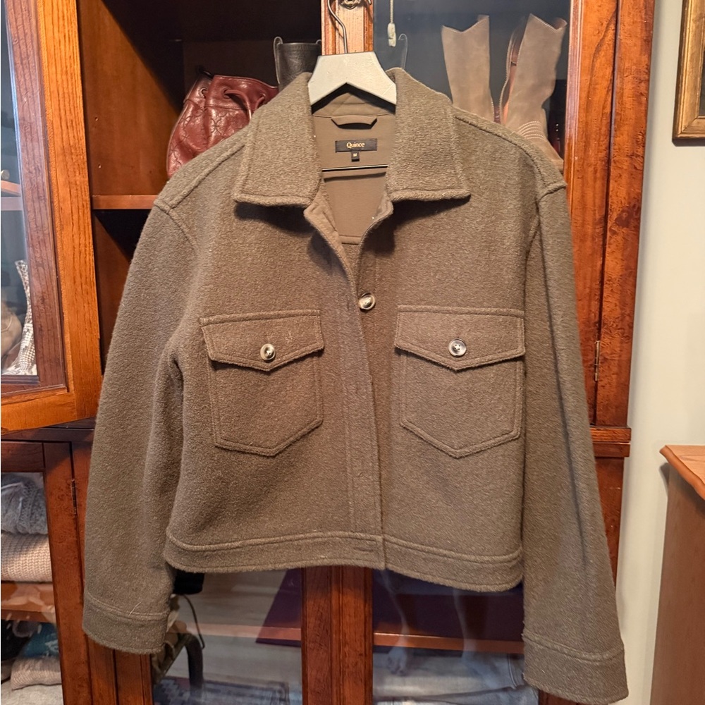 Quest Wool Cropped Jacket - Olive